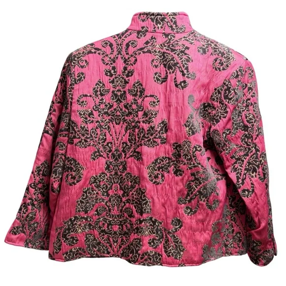 Painted Pony Elegant Pink and Black Embroidered Jacket Lined Women’s Size XS - Picture 3 of 8
